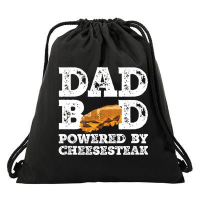 Dad Bod Powered By Cheesesteak Father Figure Graphic Cool Gift Drawstring Bag