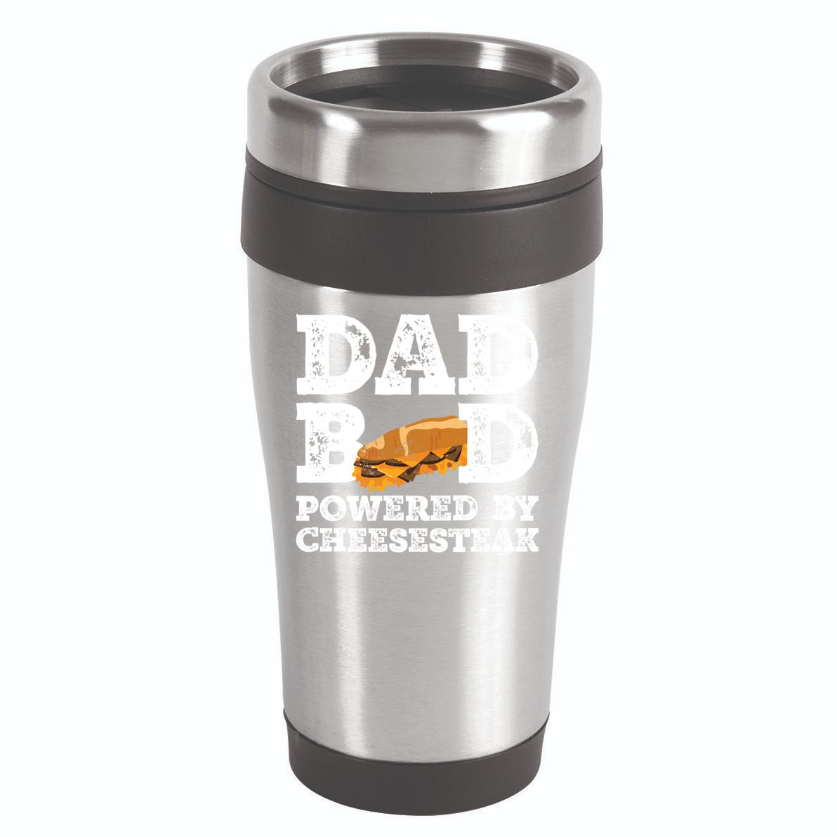 Dad Bod Powered By Cheesesteak Father Figure Graphic Cool Gift 16oz Travel Tumbler