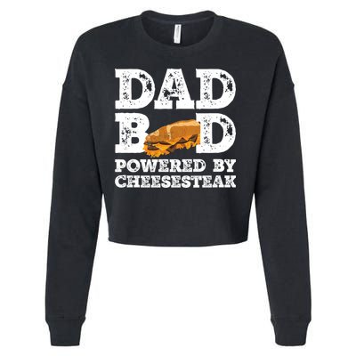 Dad Bod Powered By Cheesesteak Father Figure Graphic Cool Gift Cropped Pullover Crew