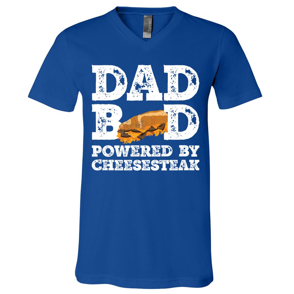 Dad Bod Powered By Cheesesteak Father Figure Graphic Cool Gift V-Neck T-Shirt