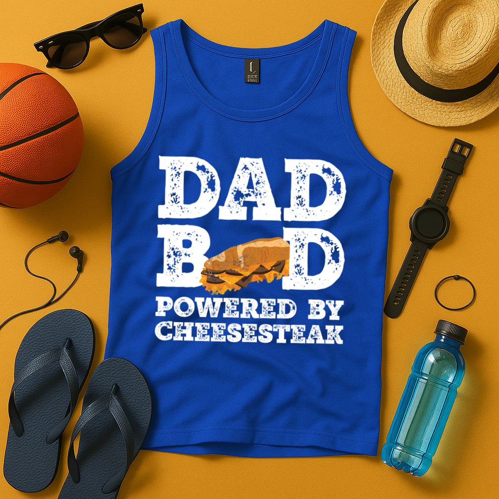 Dad Bod Powered By Cheesesteak Father Figure Graphic Cool Gift Tank Top