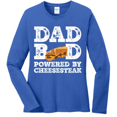 Dad Bod Powered By Cheesesteak Father Figure Graphic Cool Gift Ladies Long Sleeve Shirt