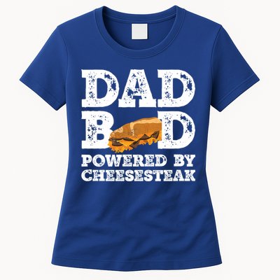Dad Bod Powered By Cheesesteak Father Figure Graphic Cool Gift Womens T-Shirt