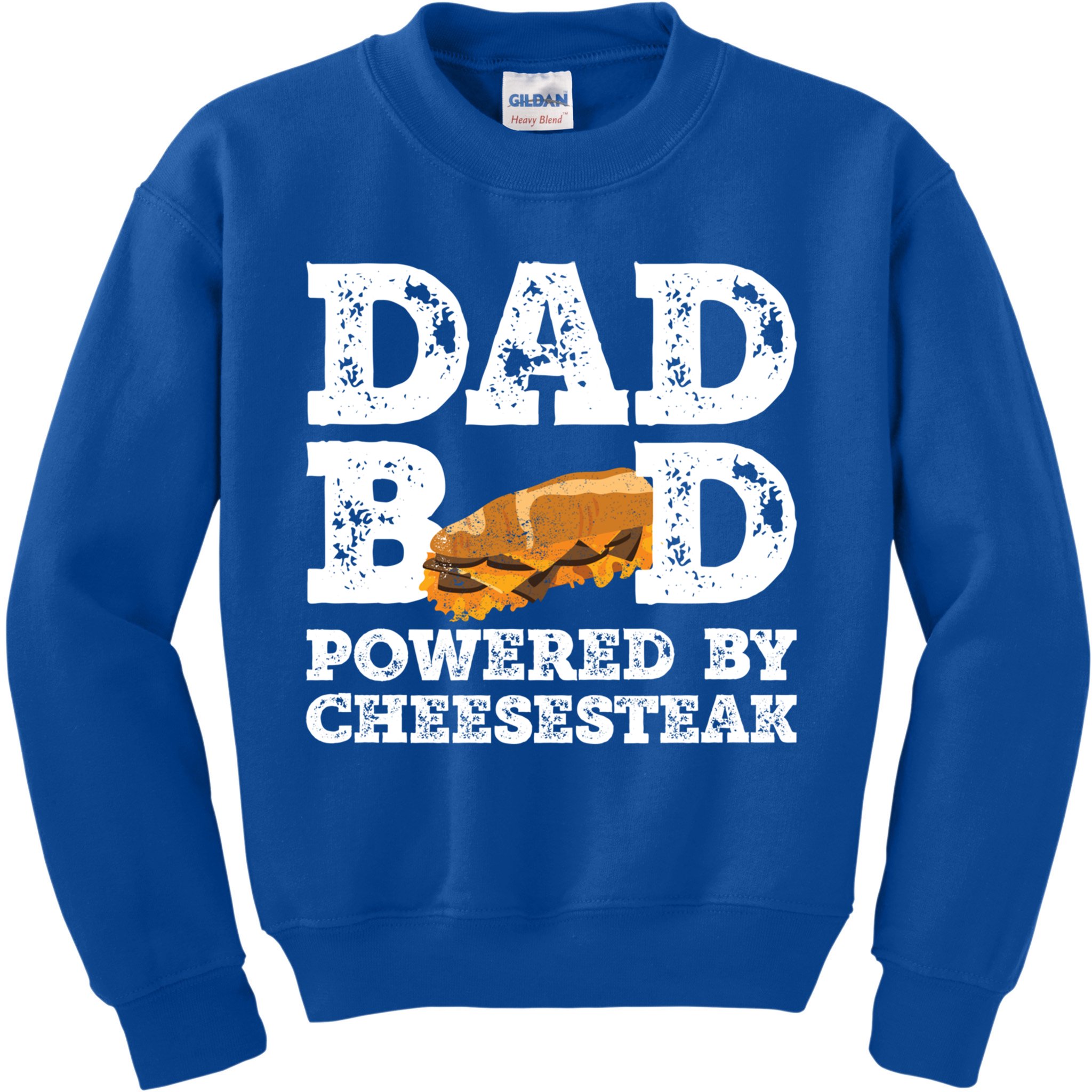 Dad Bod Powered By Cheesesteak Father Figure Graphic Cool Gift Kids Sweatshirt
