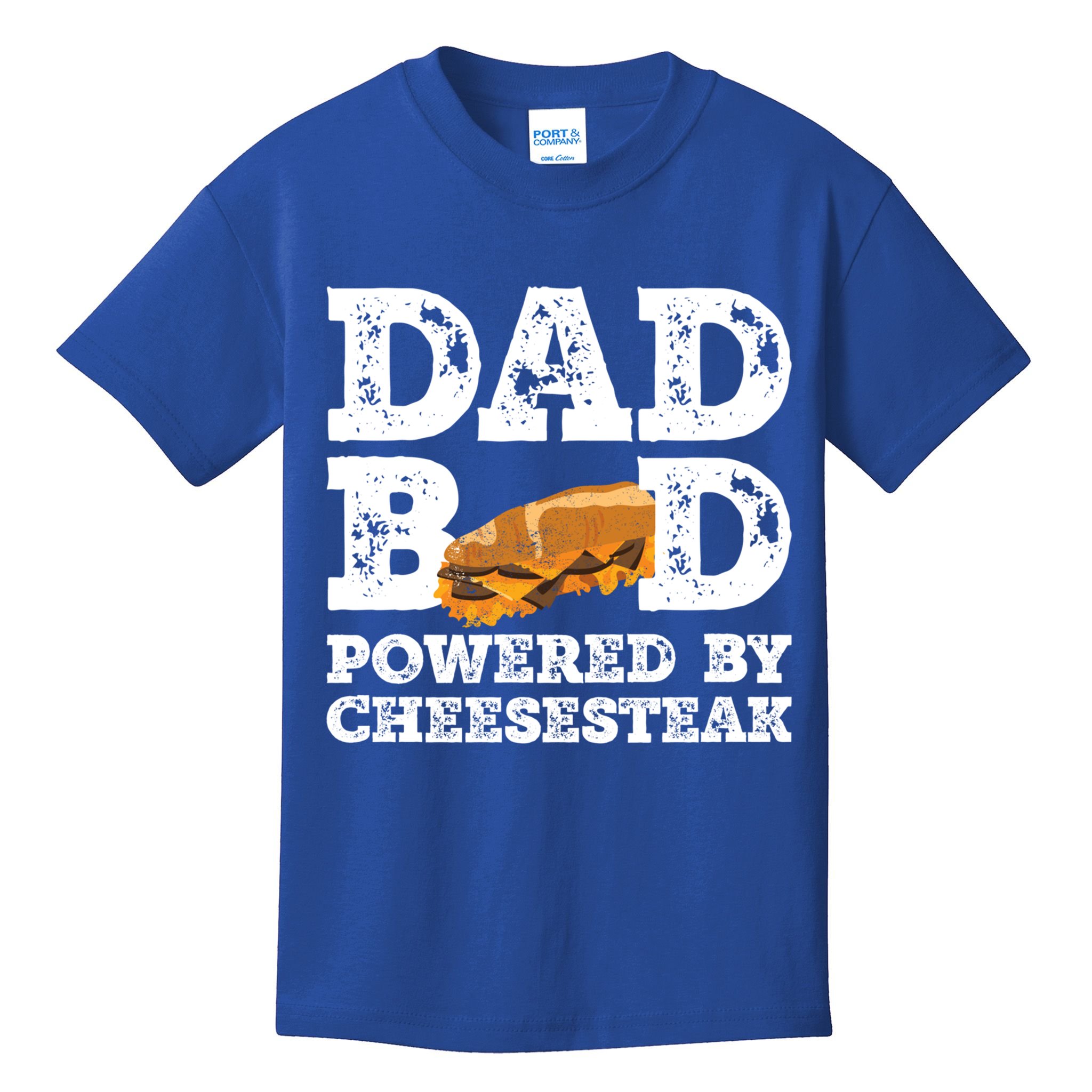Dad Bod Powered By Cheesesteak Father Figure Graphic Cool Gift Kids T-Shirt
