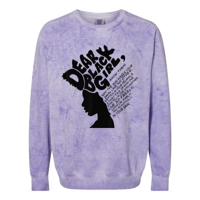 Dear Black  Poem Quote Afro African Black History Month Colorblast Crewneck Sweatshirt