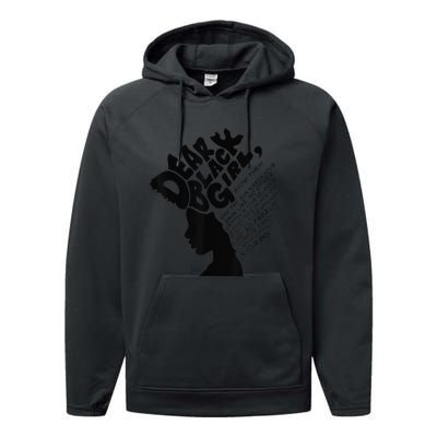 Dear Black  Poem Quote Afro African Black History Month Performance Fleece Hoodie