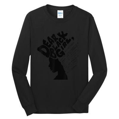 Dear Black  Poem Quote Afro African Black History Month Tall Long Sleeve T-Shirt