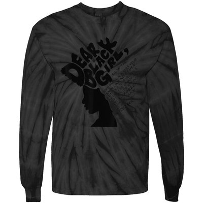 Dear Black  Poem Quote Afro African Black History Month Tie-Dye Long Sleeve Shirt