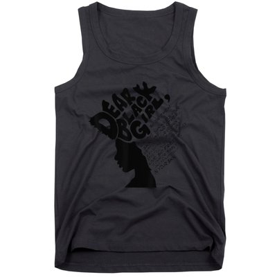 Dear Black  Poem Quote Afro African Black History Month Tank Top