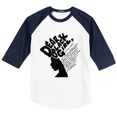 Dear Black  Poem Quote Afro African Black History Month Baseball Sleeve Shirt