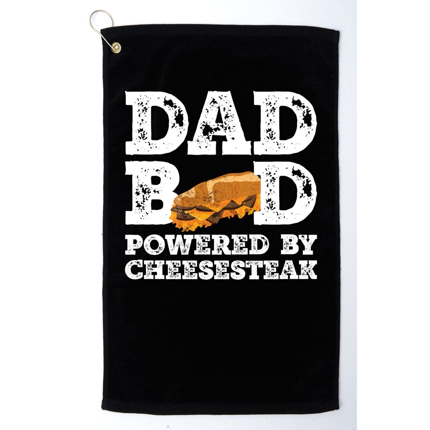 Dad Bod Powered By Cheesesteak Vintage Golf Towel