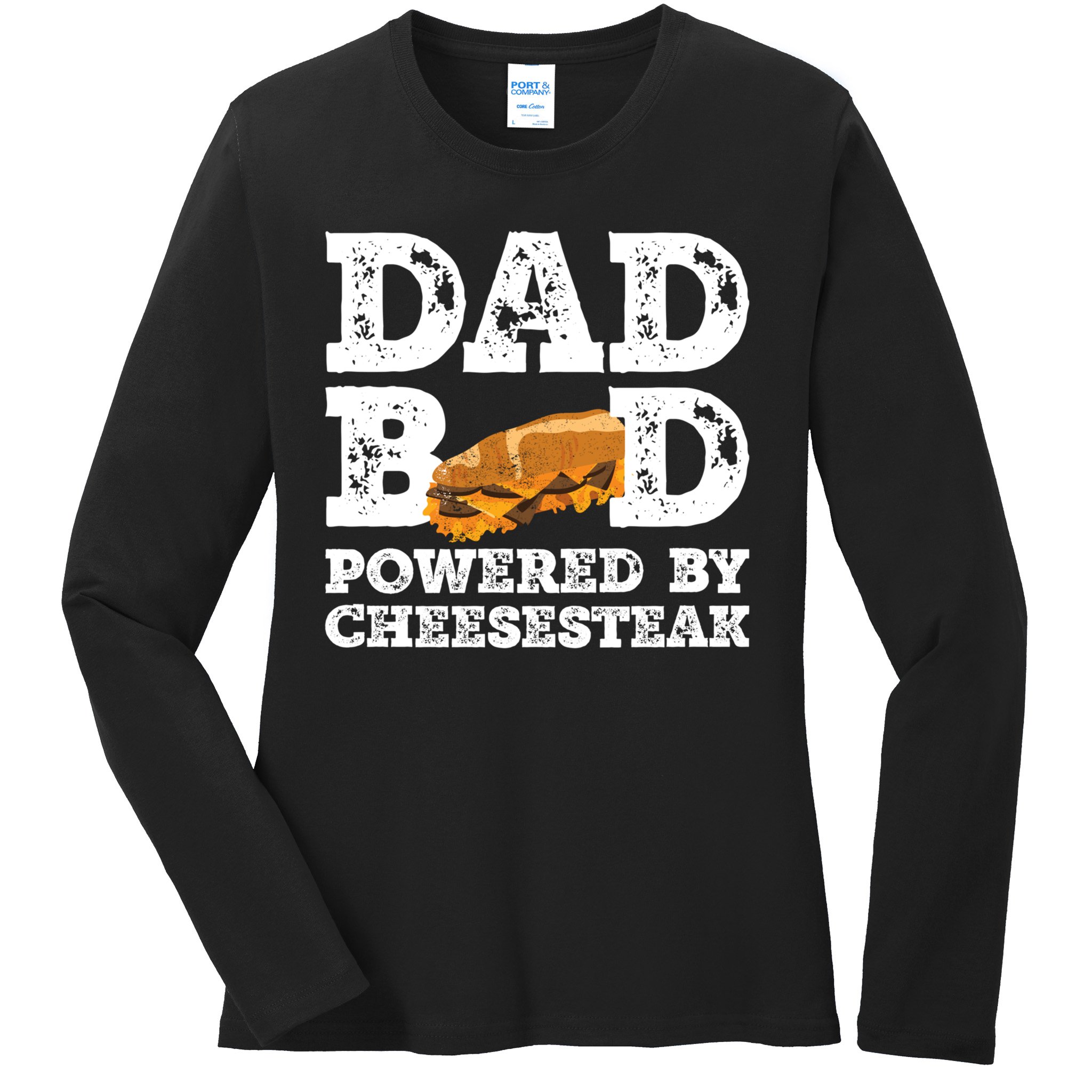 Dad Bod Powered By Cheesesteak Vintage Ladies Long Sleeve Shirt