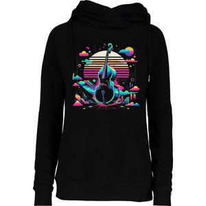 Double Bass Player Bassist Contrabassist Womens Funnel Neck Pullover Hood