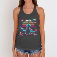 Double Bass Player Bassist Contrabassist Women's Knotted Racerback Tank