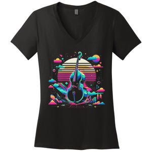 Double Bass Player Bassist Contrabassist Women's V-Neck T-Shirt