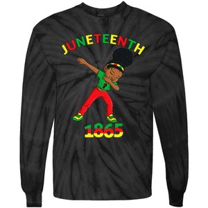 Dabbing Black Princess Juneteenth 1865 Brown Skin Tie-Dye Long Sleeve Shirt