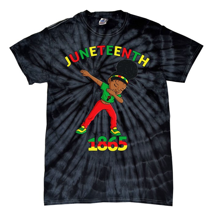 Dabbing Black Princess Juneteenth 1865 Brown Skin Tie-Dye T-Shirt