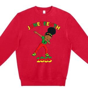 Dabbing Black Princess Juneteenth 1865 Brown Skin Premium Crewneck Sweatshirt