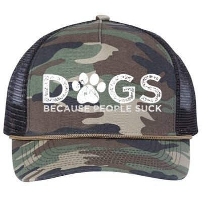 Dogs Because People Suck Retro Rope Trucker Hat Cap