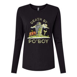 Death By PoBoy Foodie Sandwich Food Lover Louisiana Womens Cotton Relaxed Long Sleeve T-Shirt