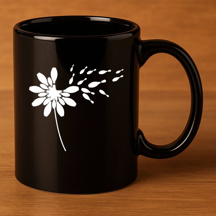 Dandelion Bowling Pin Gift For Bowling Player Bowling Gift 11oz C Handle Ceramic Mug