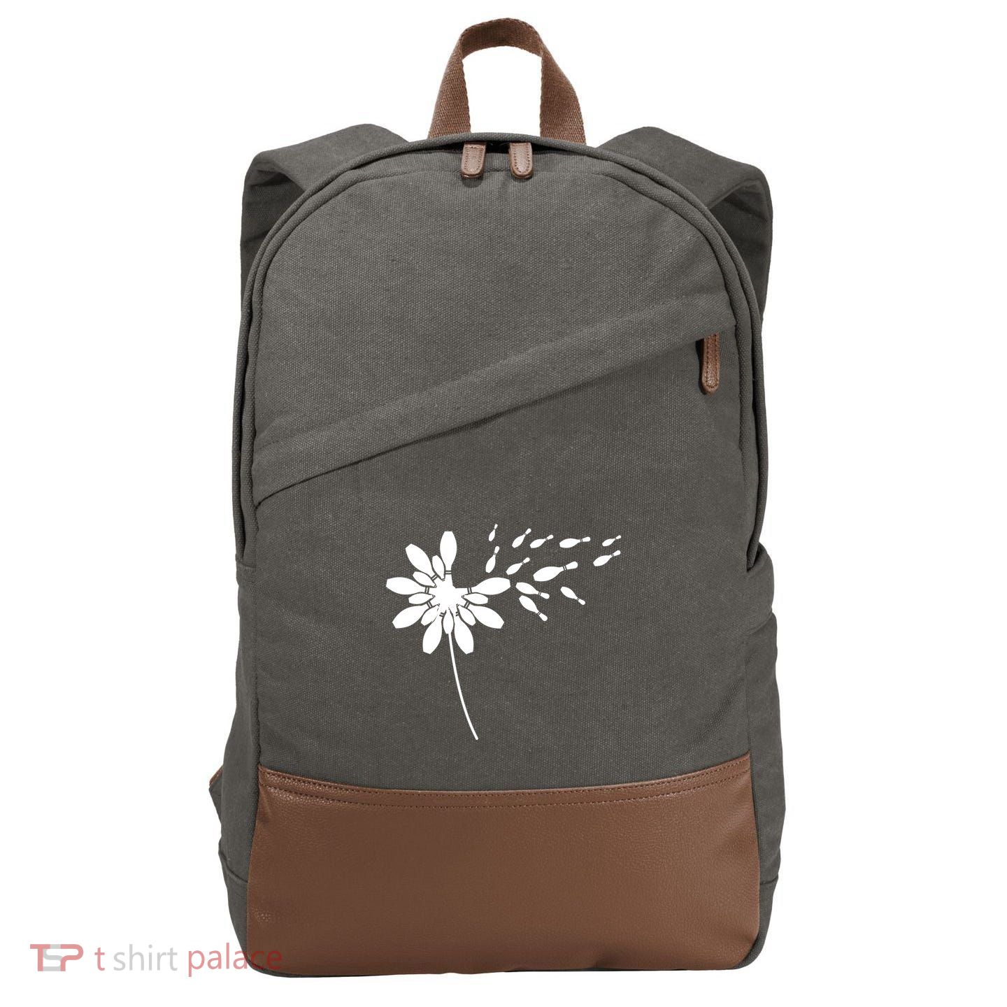 Dandelion Bowling Pin Gift For Bowling Player Bowling Gift Cotton Canvas Backpack