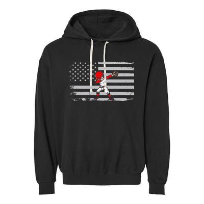 Dabbing Baseball Player 4th of July Baseballer Garment-Dyed Fleece Hoodie