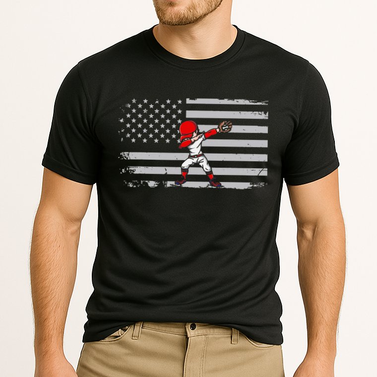Dabbing Baseball Player 4th of July Baseballer Performance Shirt