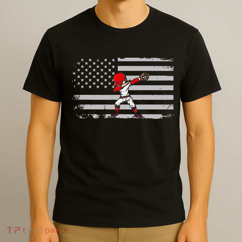 Dabbing Baseball Player 4th of July Baseballer T-Shirt