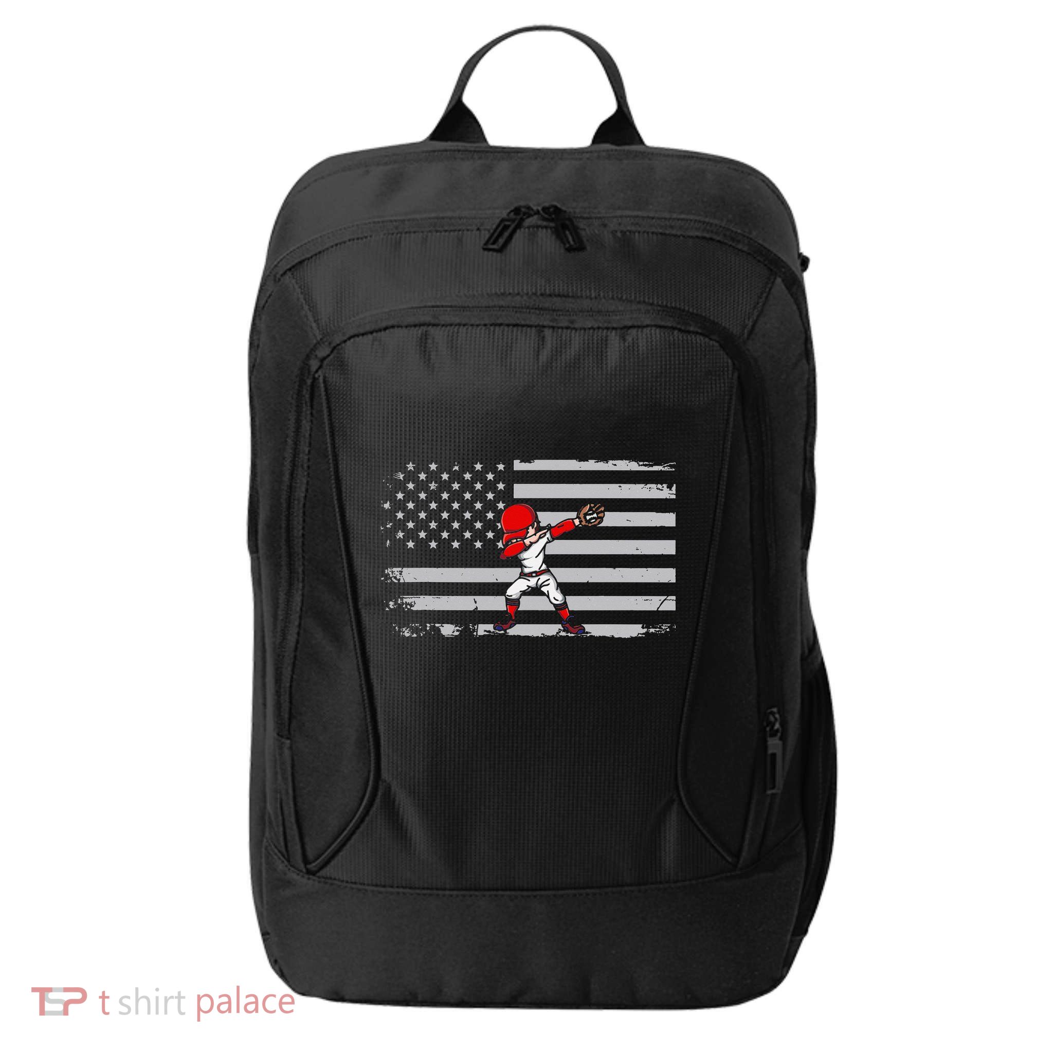 Dabbing Baseball Player 4th of July Baseballer City Backpack