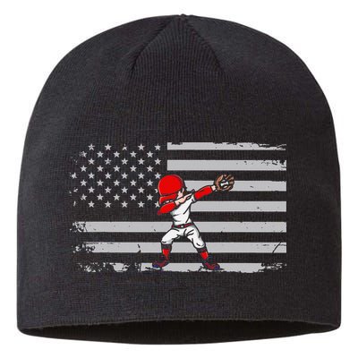 Dabbing Baseball Player 4th of July Baseballer Sustainable Beanie