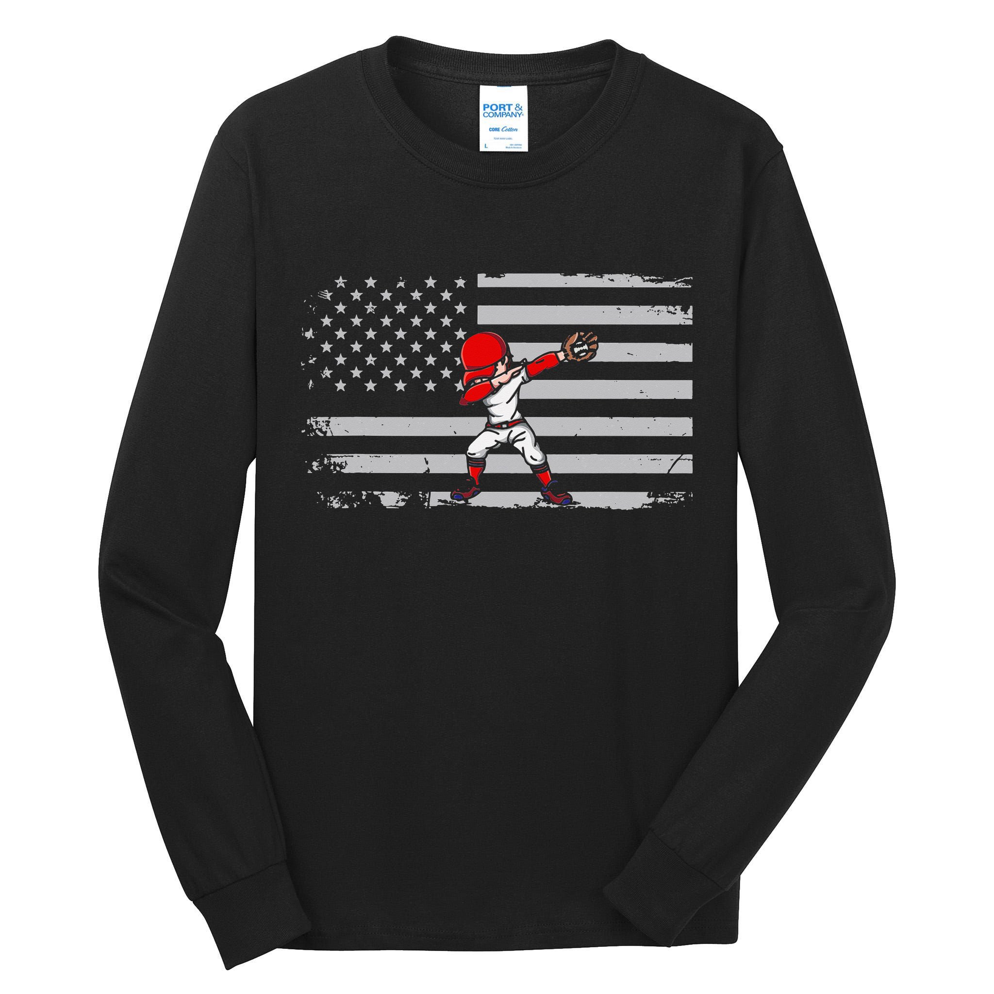 Dabbing Baseball Player 4th of July Baseballer Tall Long Sleeve T-Shirt