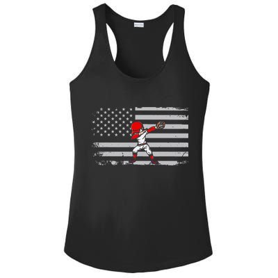 Dabbing Baseball Player 4th of July Baseballer Ladies PosiCharge Competitor Racerback Tank
