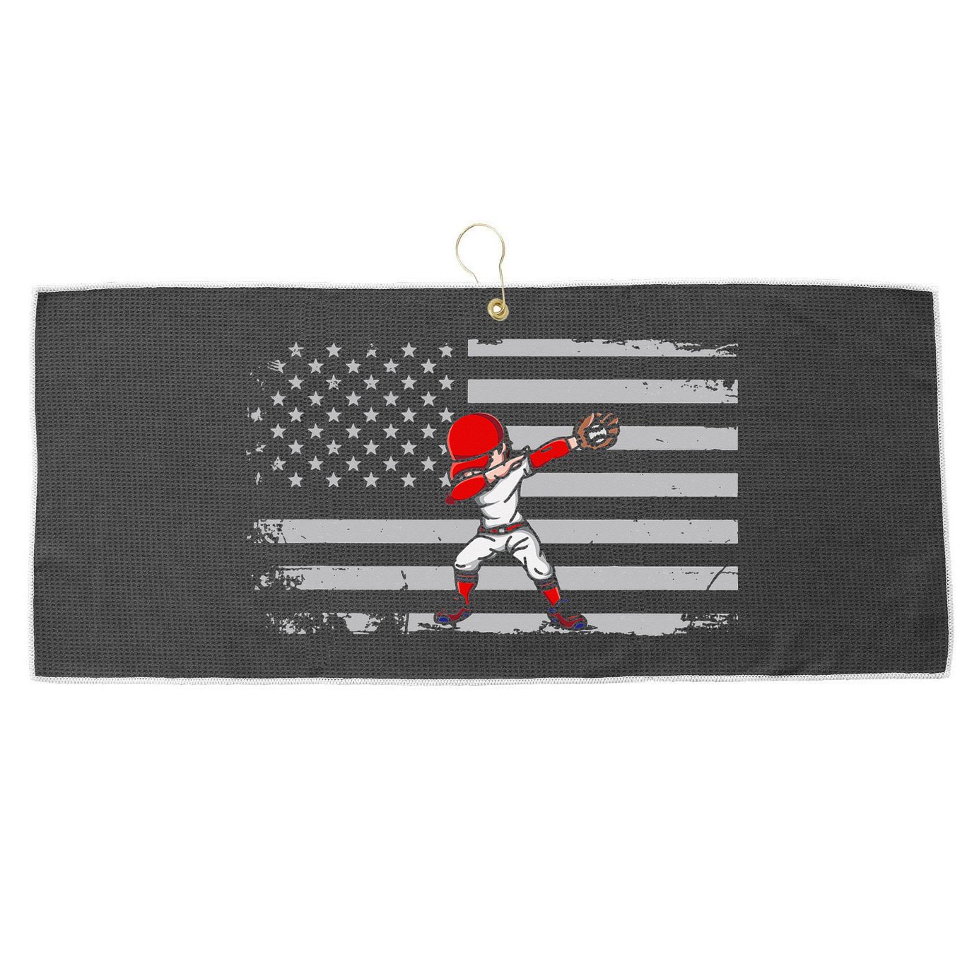 Dabbing Baseball Player 4th of July Baseballer Large Microfiber Waffle Golf Towel