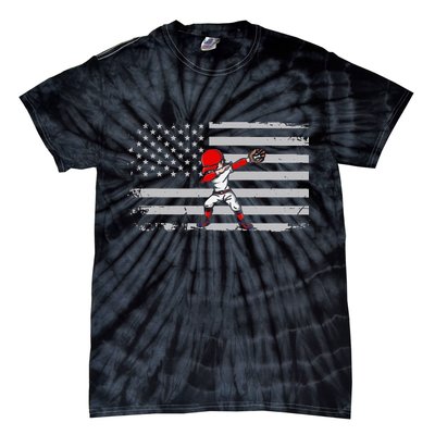 Dabbing Baseball Player 4th of July Baseballer Tie-Dye T-Shirt