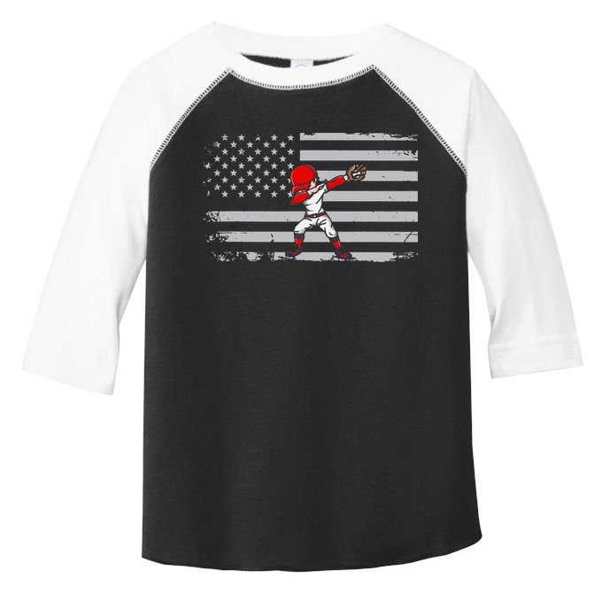 Dabbing Baseball Player 4th of July Baseballer Toddler Fine Jersey T-Shirt