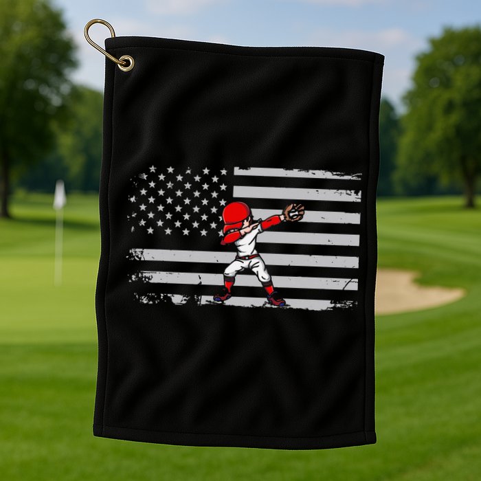 Dabbing Baseball Player 4th of July Baseballer Golf Towel