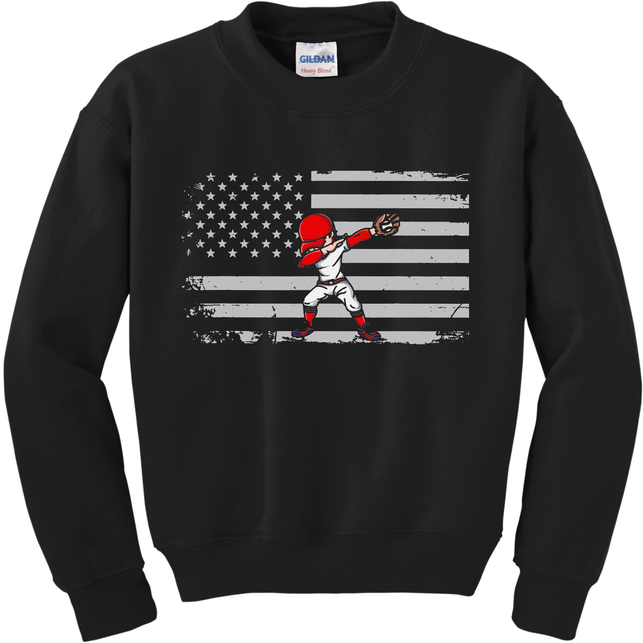 Dabbing Baseball Player 4th of July Baseballer Kids Sweatshirt