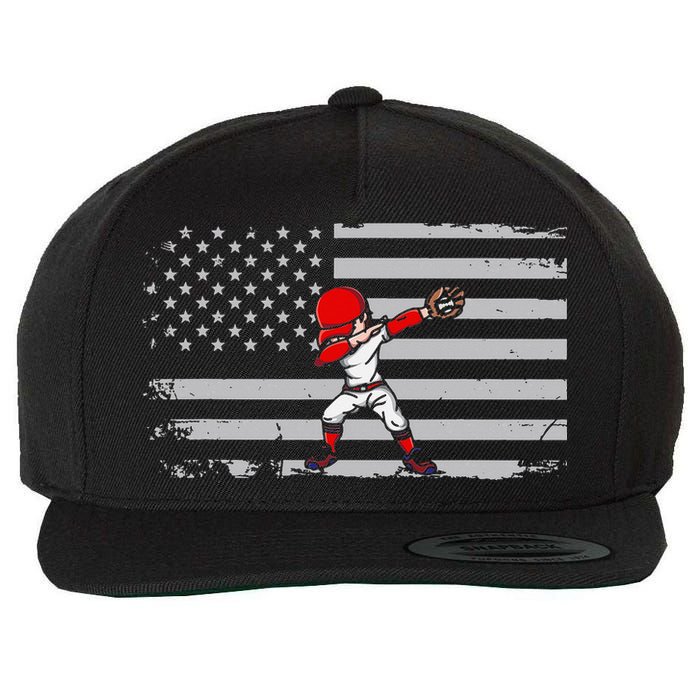 Dabbing Baseball Player 4th of July Baseballer Wool Snapback Cap