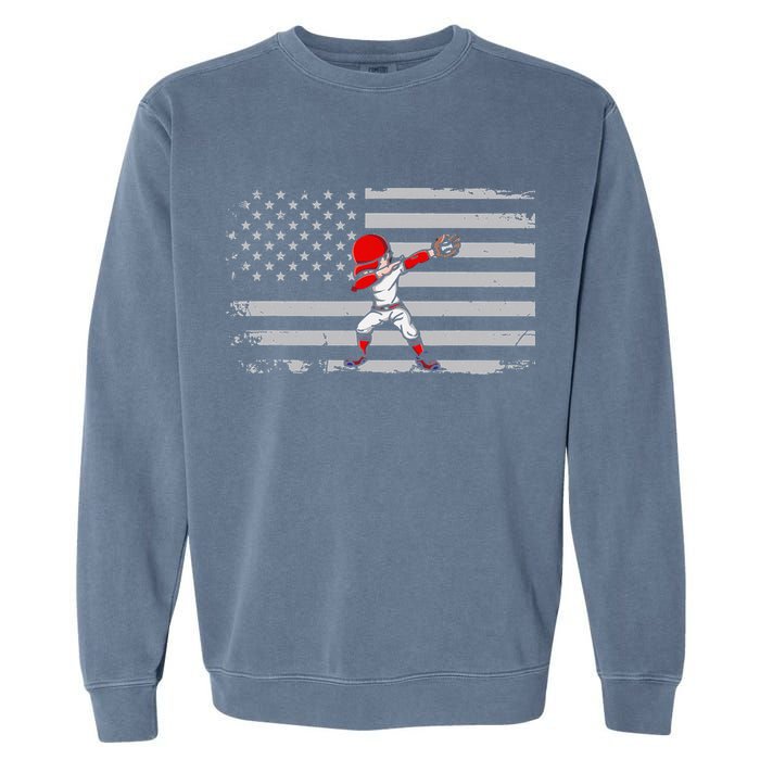 Dabbing Baseball Player 4th of July Baseballer Garment-Dyed Sweatshirt
