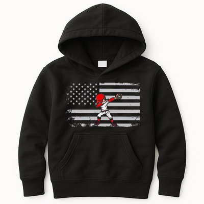 Dabbing Baseball Player 4th of July Baseballer Sport Athlete Kids Hoodie