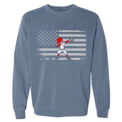 Dabbing Baseball Player 4th of July Baseballer Sport Athlete Garment-Dyed Sweatshirt