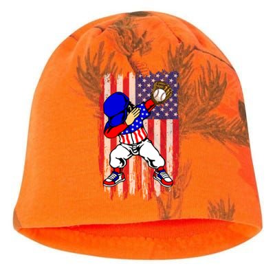 Dabbing Baseball Player 4th Of July American Flag Cute Gift Kati - Camo Knit Beanie