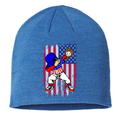 Dabbing Baseball Player 4th Of July American Flag Cute Gift Sustainable Beanie