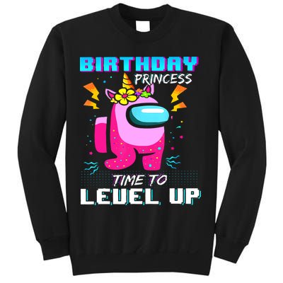 Disstressed Birthday Princess Among With Us Time To Level Up Sweatshirt