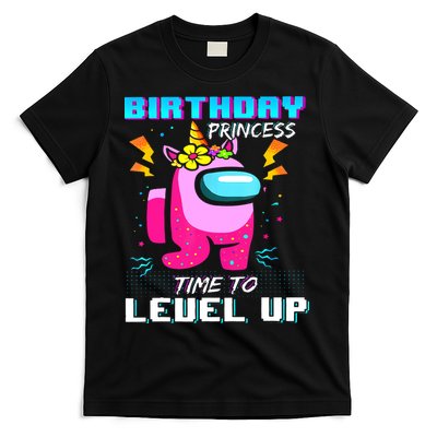 Disstressed Birthday Princess Among With Us Time To Level Up T-Shirt