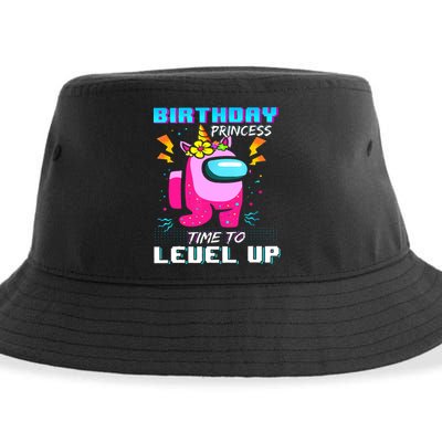 Disstressed Birthday Princess Among With Us Time To Level Up Sustainable Bucket Hat