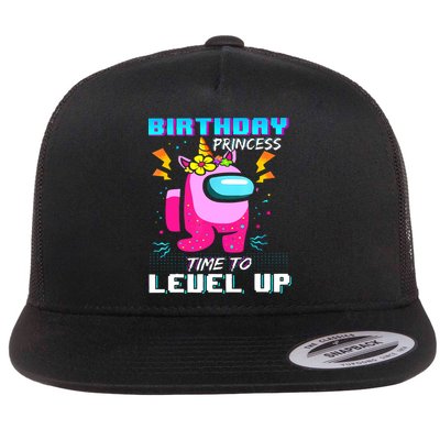 Disstressed Birthday Princess Among With Us Time To Level Up Flatbill Hat