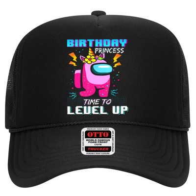 Disstressed Birthday Princess Among With Us Time To Level Up Trucker Hat